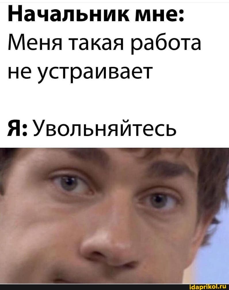 Начальник мне:
Меня такая работа не устраивает
Я: Увольняйтесь