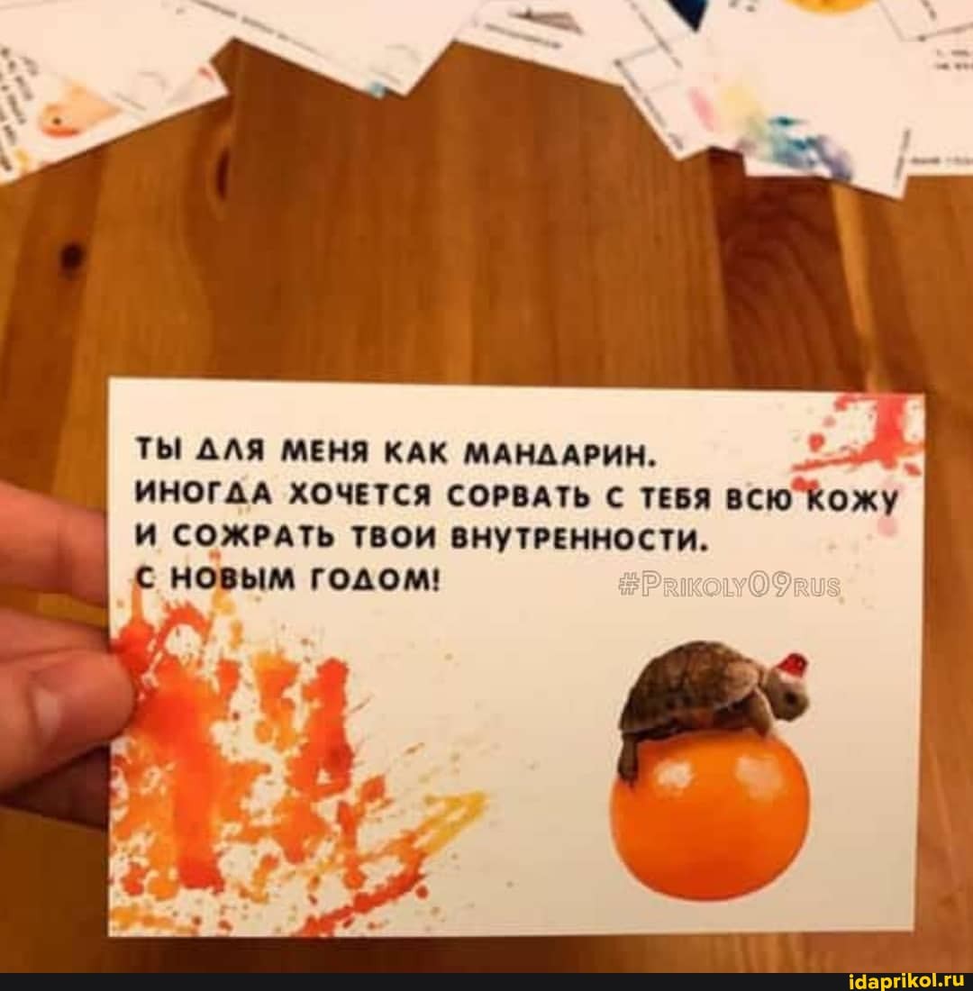 ТЫ ДЛЯ МЕНЯ КАК МАНДАРИН.
ИНОГДА ХОЧЕТСЯ СОРВАТЬ С ТЕБЯ ВСЮКОоЖу
И СОЖРАТЬ ТВОИ ВНУТРЕННОСТИ.
с новым годом! вуз