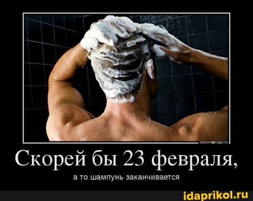Скорей то бы шампунь 23 февраля,
то шампунь
