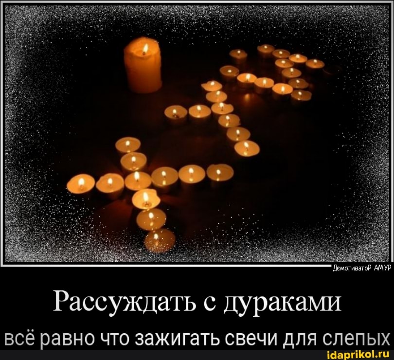 Демотиватор АМУР:
Рассуждать с дураками всё равно что зажигать свечи для слепых