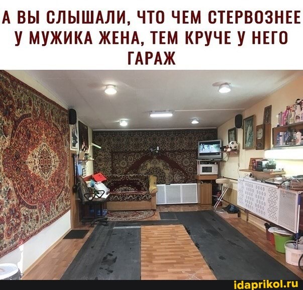 А ВЫ СЛЫШАЛИ, ЧТО ЧЕМ СТЕРВОЗНЕЕ МУЖИКА ЖЕНА, ТЕМ КРУЧЕ У НЕГО ГАРАЖ