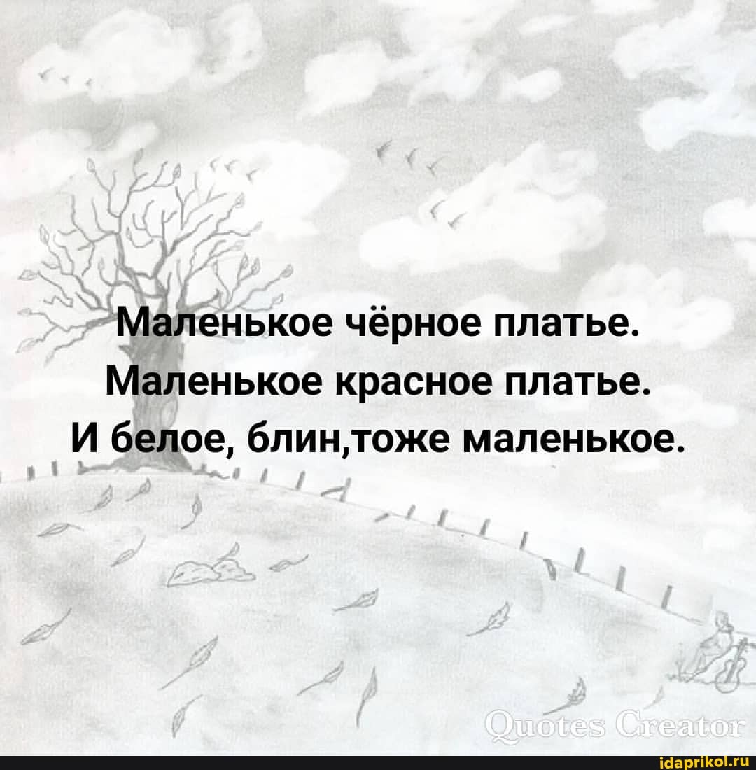 Маленькое чёрное платье.
Маленькое красное платье.
И белое, блин,тоже маленькое.