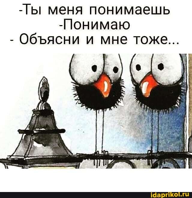-Ты меня понимаешь
-Понимаю
- Обясни и мне тоже...
