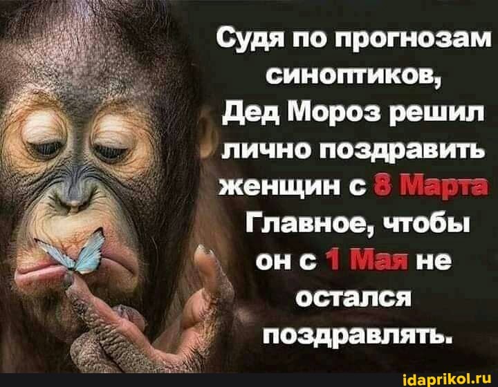 Судя по прогнозам синоптиков,
Дед Мороз решил лично поздравить женщин с Марта
Главное, чтобы онс не остался поздравлять.
