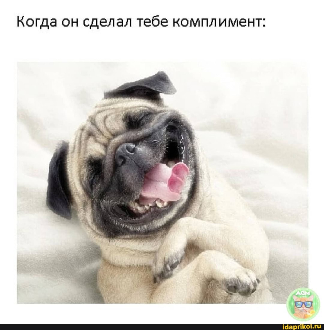 Когда он сделал тебе комплимент:
им