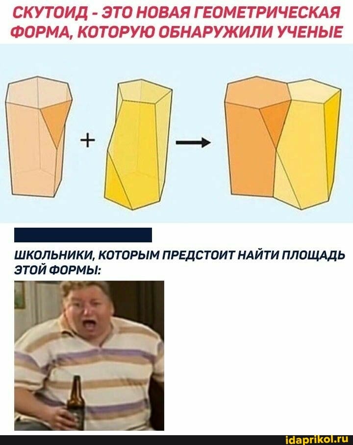 СКУТОИД ЭТО НОВАЯ ГЕОМЕТРИЧЕСКАЯ
ФОРМА, КОТОРУЮ ОБНАРУЖИЛИ УЧЕНЫЕ
ШКОЛЬНИКИ, КОТОРЫМ ПРЕДСТОИТ НАЙТИ ПЛОЩАДЬ
ЭТОЙ ФОРМЫ:
