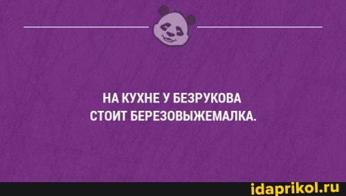 НА КУХНЕ У БЕЗРУКОВА СТОИТ БЕРЕЗОВЫЖЕМАЛКА.