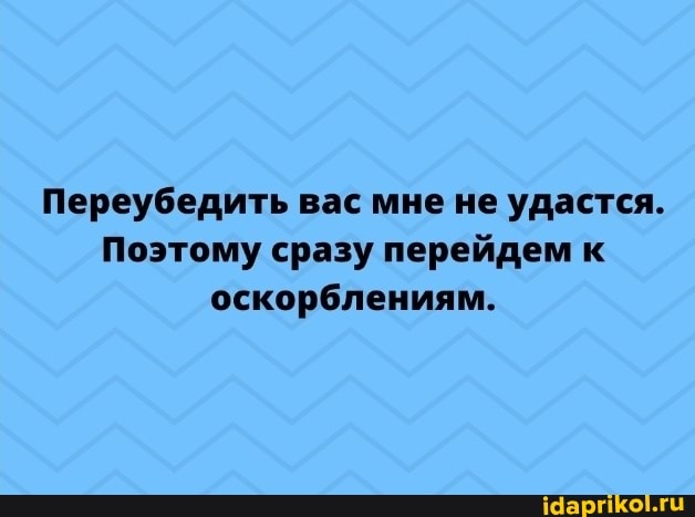 Переубедить вас мне не удастся.
Поэтому сразу перейдем к оскорблениям.