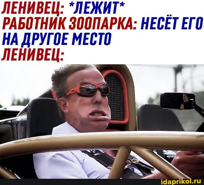 ЛЕНИВЕЦ: *ЛЕЖИТ*
РАБОТНИК ЗООПАРКА: НЕСЕТ ЕГО НА ДРУГОЕ МЕСТО
ЛЕНИВЕЦ: