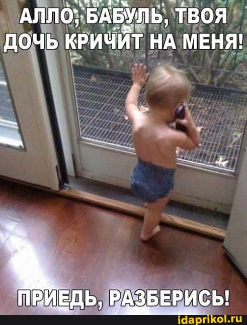 АЛЛО, БАБУЛЬ, ТВОЯ дочь КРИЧИТ НА МЕНЯ!
ПРИЕЛЬ РАЗБЕРИСЬ!