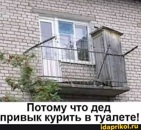 Потому что дед привык курить в туалете!