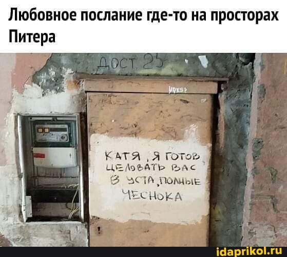 Любовное послание где-то на просторах
I КАТЯ, Я ГоТор.
ЦЕ ЛоФАТ> РАС зстА помые
ЧЕСНОКА