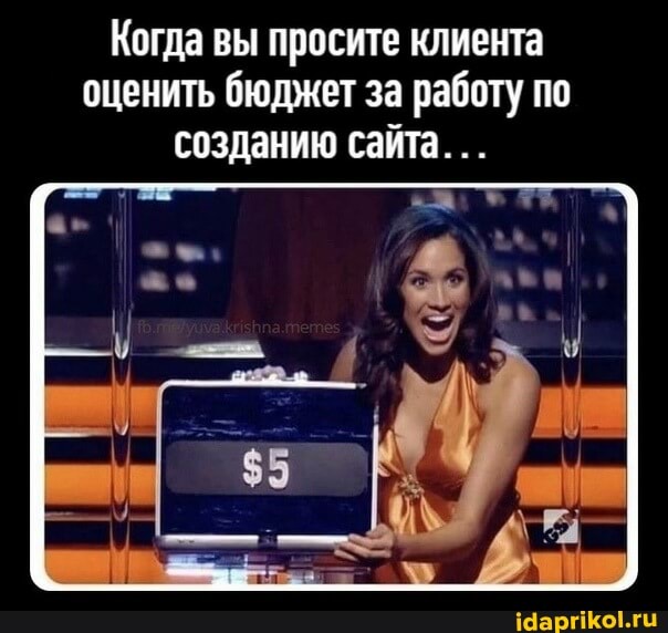 Когда вы просите клиента оценить бюджет за работу по созданию сайта.