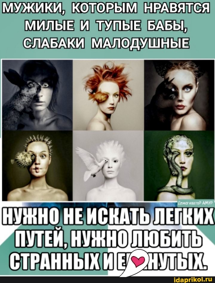 МУЖИКИ, КОТОРЫМ НРАВЯТСЯ МИЛЫЕ И ТУПЫЕ БАБЫ,
СЛАБАКИ МАЛОДУШНЫЕ
НУЖНО НЕ ИСКАТЬ ЛЕГКИХ СТРАННЫХ И ЕБОНУТЬХ!