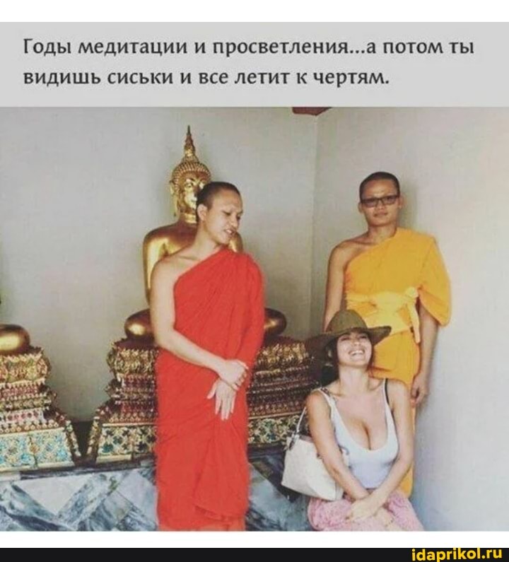 Годы медитации и просветления...& потом ты видишь сиськи и все летит к чертям.