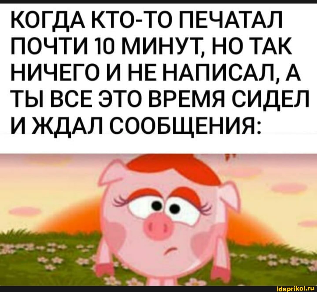 КОГДА КТО-ТО ПЕЧАТАЛ ПОЧТИ 10 МИНУТ, НО ТАК НИЧЕГО И НЕ НАПИСАЛ, А ТЫ ВСЕ ЭТО ВРЕМЯ СИДЕЛ И ЖДАЛ СООБЩЕНИЯ: