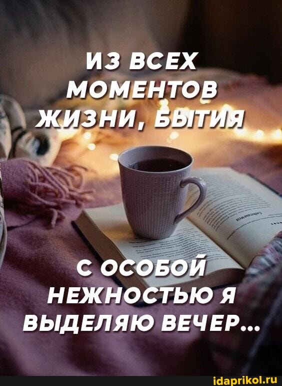 ИЗ ВСЕХ МОМЕНТОВ ЖИЗНИ, БЫТИЯ
С ОСОБОЙ НЕЖНОСТЬЮ Я ВЫДЕЛЯЮ ВЕЧЕР...