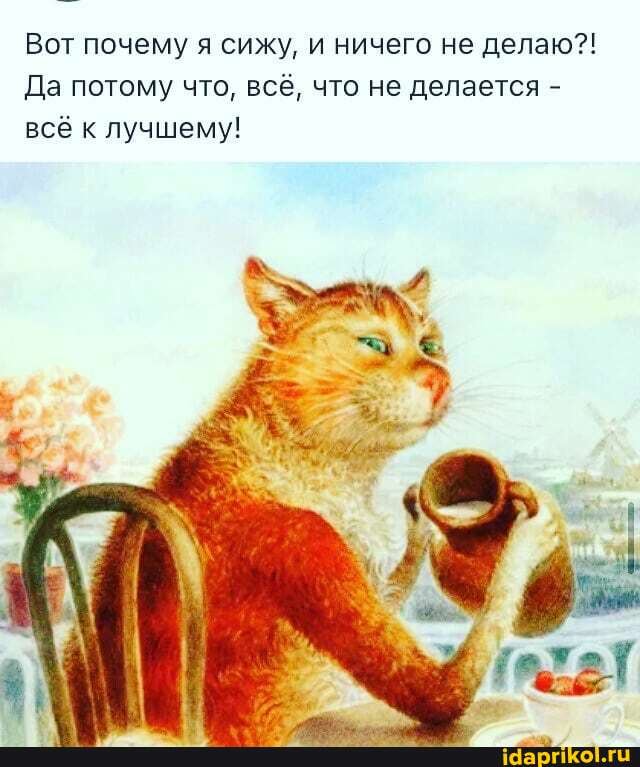 Вот почему я сижу, и ничего не делаю?!
Да потому что, всё, что не делается - всё к лучшему!