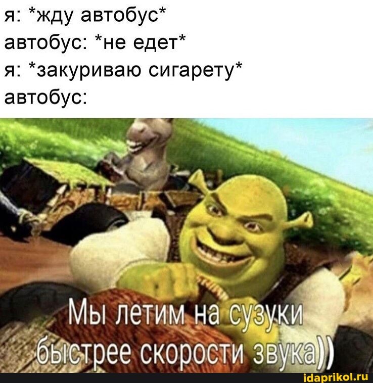 я: *жду автобус*
автобус: *не едет*
я: *закуриваю сигарету*
автобус:
летим, на'@}зуки
>в етрее скорости се