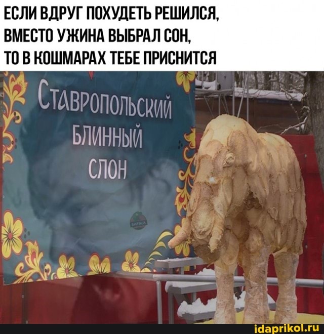 ЕСЛИ ВДРУГ ПОХУДЕТЬ РЕШИЛСЯ,
ВМЕСТО УЖИНА ВЫБРАЛ СОН,
ТО ВКОШМАРАХ ТЕБЕ ПРИСНИТСЯ