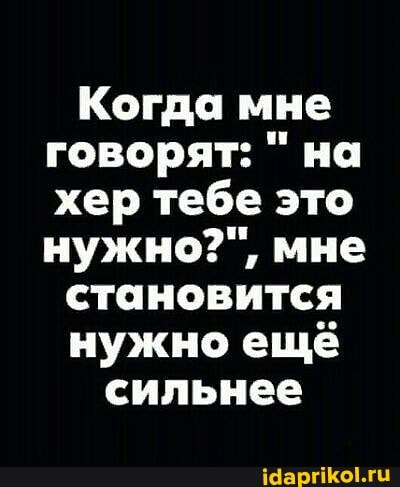 Когда мне говорят: на хер тебе это нужно?", мне
становится
нужно ещё сильнее