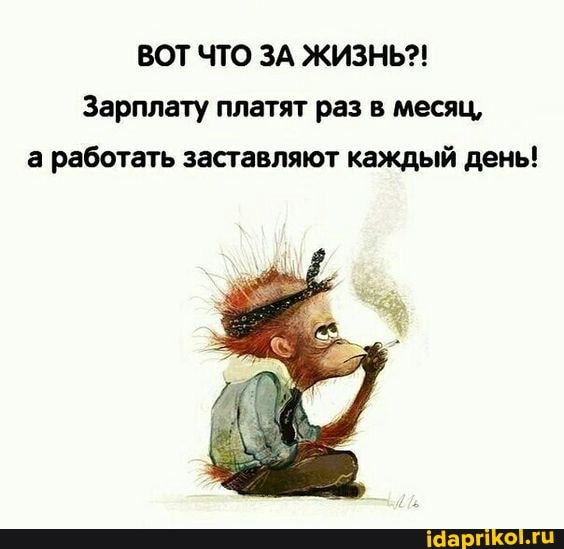 ВОТ ЧТО ЗА ЖИЗНЬ?!
Зарплату платят раз месяц, а работать заставляют каждый день!