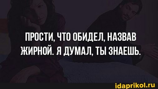 ПРОСТИ, ЧТО ОБИДЕЛ, НАЗВАВ ЖИРНОЙ. Я ДУМАЛ, ТЫ ЗНАЕШЬ.