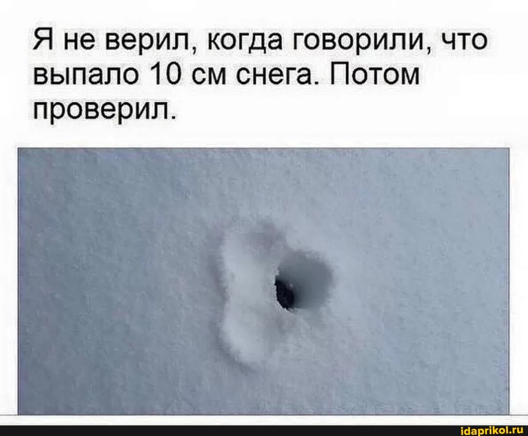 Я не верил, когда говорили, что выпало 10 см снега. Потом
проверил.