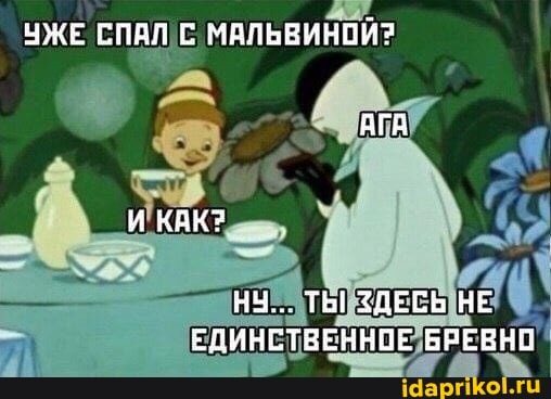 УЖЕ СПАЛ МАЛЬВИНОЙ?
ВГА
И КВК?
НУ... ТЫ ЗДЕСЬ НЕ ЕДИНСТВЕННОЕ БРЕВНИ