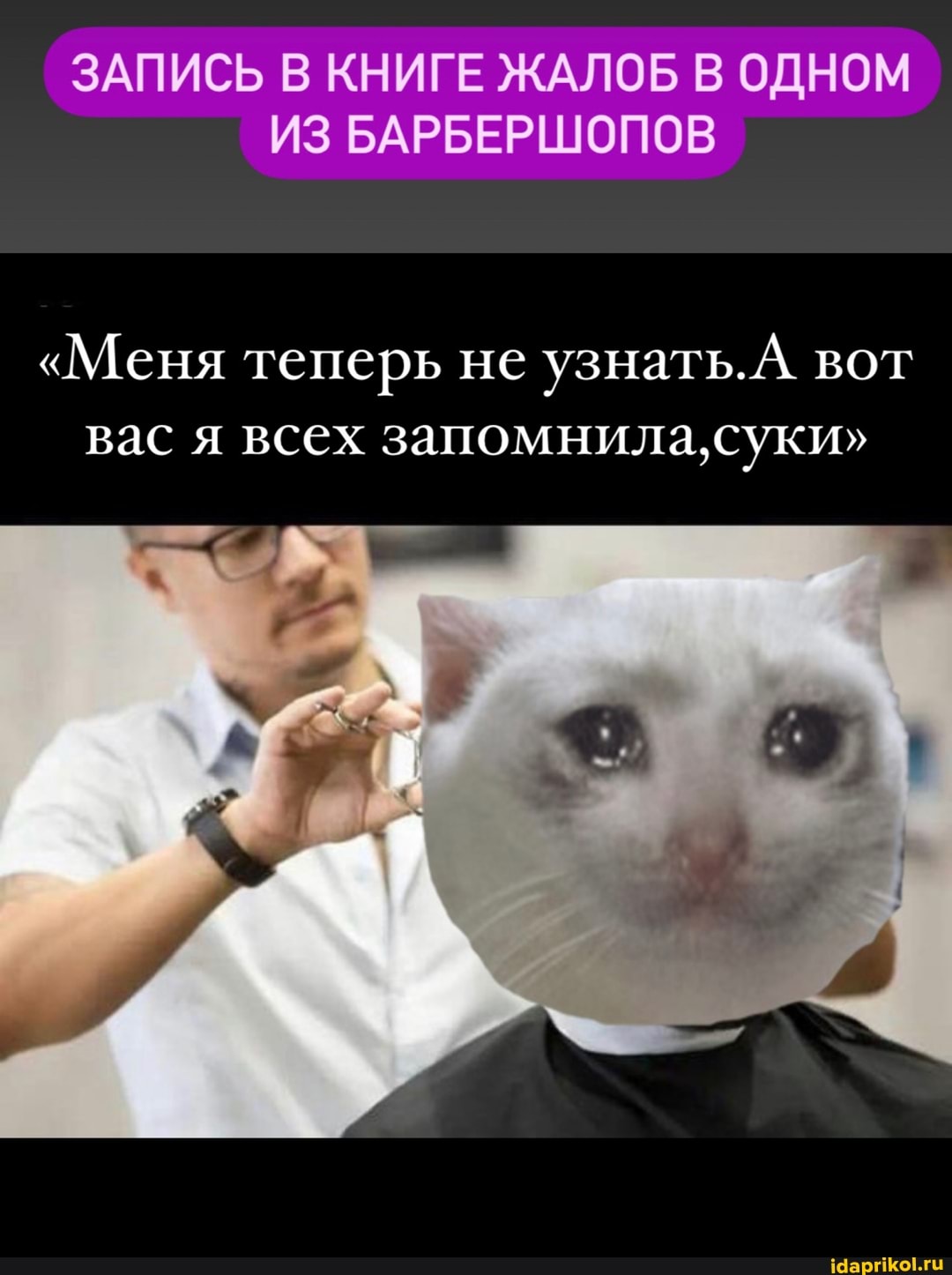 ЗАПИСЬ В КНИГЕ ЖАЛОБ В ОДНОМ ИЗ БАРБЕРШОПОВ
"Меня теперь не узнать.А вот вас я всех запомнила,суки"