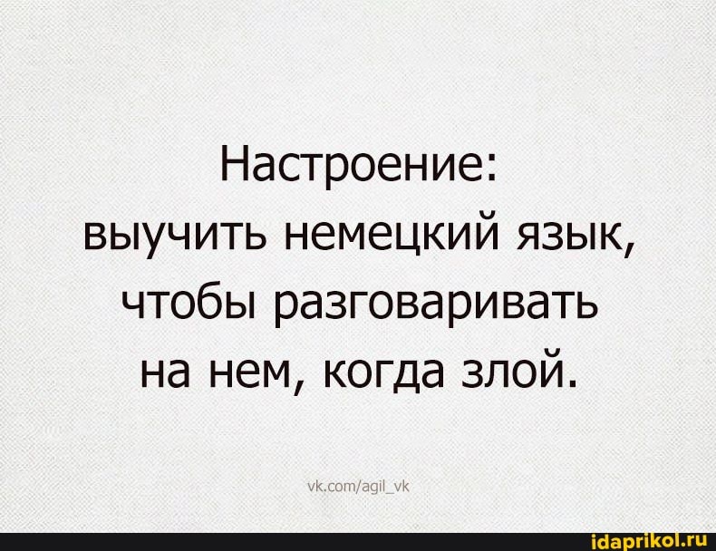 Настроение: выучить немецкий язык, чтобы разговаривать на нем, когда злой.