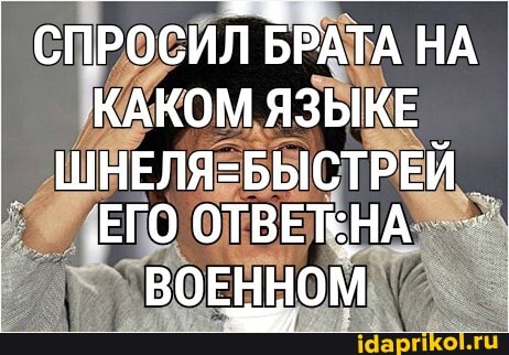 СПРОСИЛ БРАТА НА КАКОМ ЯЗЫКЕ ШНЕЛЯБЫСТРЕЙ ЕГО ОТВЕЖНА ВОЕННОМ