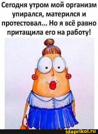 Сегодня утром мой организм упирался, матерился и протестовал... Но я всё равно притащила его на работу!
