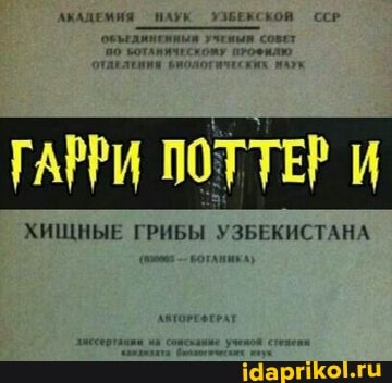 ГАРРИ ПОТТЕР И
ХИЩНЫЕ ГРИБЫ УЗБЕКИСТАНА