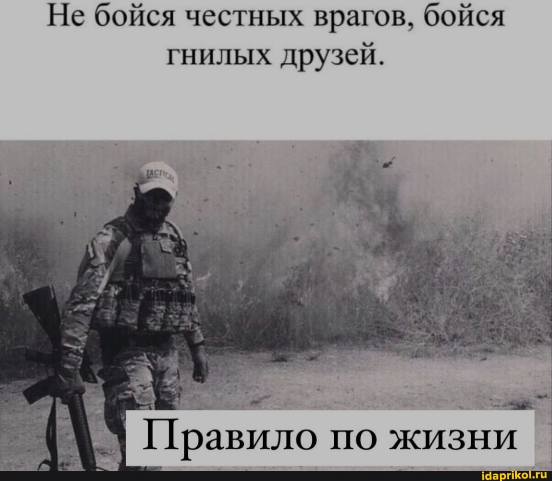Не бойся честных врагов, бойся гнилых друзей.
равило по жизни