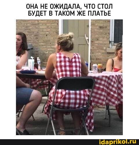 ОНА НЕ ОЖИДАЛА, ЧТО СТОЛ БУДЕТ В ТАКОМ ЖЕ ПЛАТЬЕ