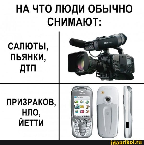 НА ЧТО ЛЮДИ ОБЫЧНО СНИМАЮТ:
САЛЮТЫ,
ПЬЯНКИ,
ДТП
ПРИЗРАКОВ,
Нло,
ЙЕТТИ