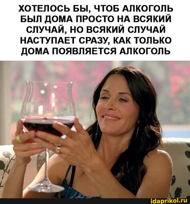 ХОТЕЛОСЬ БЫ, ЧТОБ АЛКОГОЛЬ БЫЛ ДОМА ПРОСТО НА ВСЯКИЙ СЛУЧАЙ, НО ВСЯКИЙ СЛУЧАЙ НАСТУПАЕТ СРАЗУ, КАК ТОЛЬКО ДОМА ПОЯВЛЯЕТСЯ АЛКОГОЛЬ