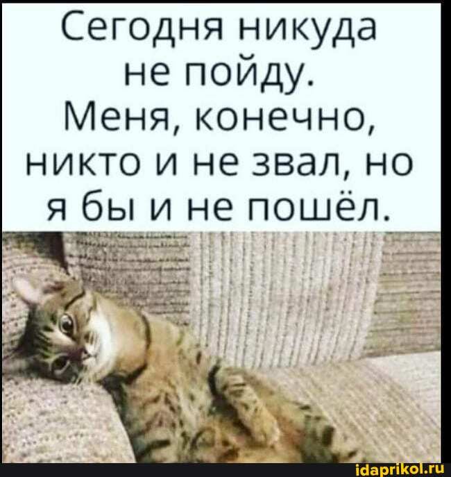 Сегодня никуда не пойду.
Меня, конечно, никто и не звал, но