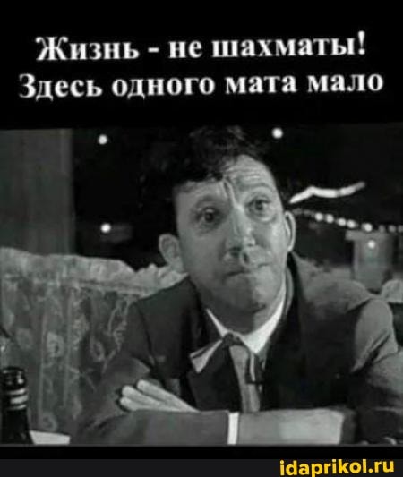 Жизнь не шахматы!
Здесь одного мата мало