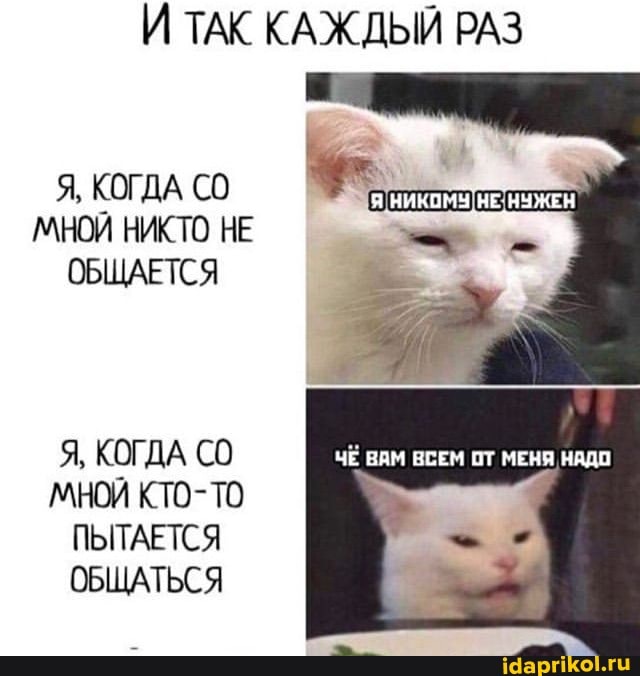 И ТАК КАЖДЫЙ РАЗ
Я, КОГДА СО МНОЙ НИКТО НЕ ОБЩАЕТСЯ
Я, КОГДА СО ЧЁ ВАМ ВСЕМ ОТ МЕНЯ НАДО МНОЙ КТО-ТО ПЫТАЕТСЯ ОБЩАТЬСЯ