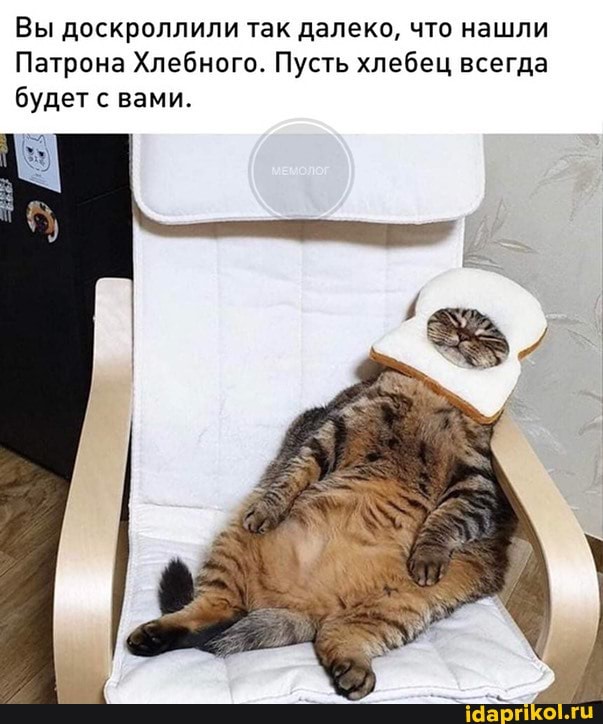 Вы доскроллили так далеко, что нашли
Патрона Хлебного. Пусть хлебец всегда будет с вами.