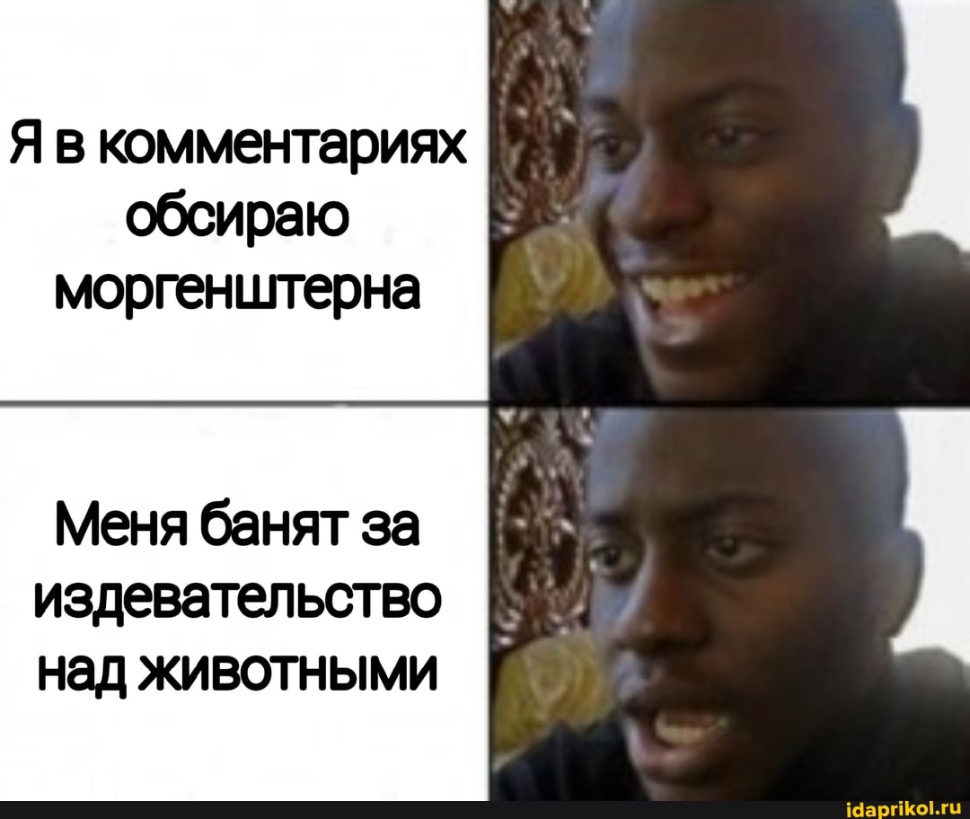 Яв комментариях
обсираю моргенштерна
Меня банят за издевательство над животными