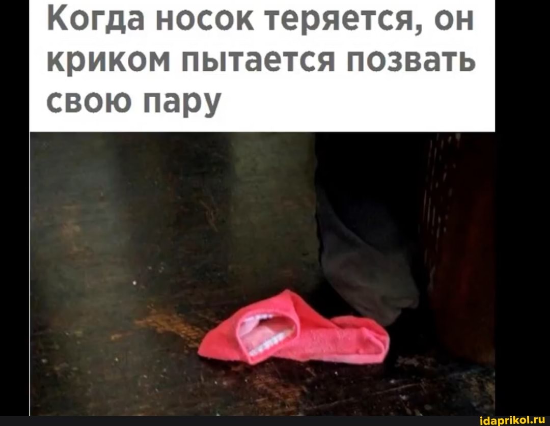 Когда носок теряется, он криком пытается позвать
свою пару