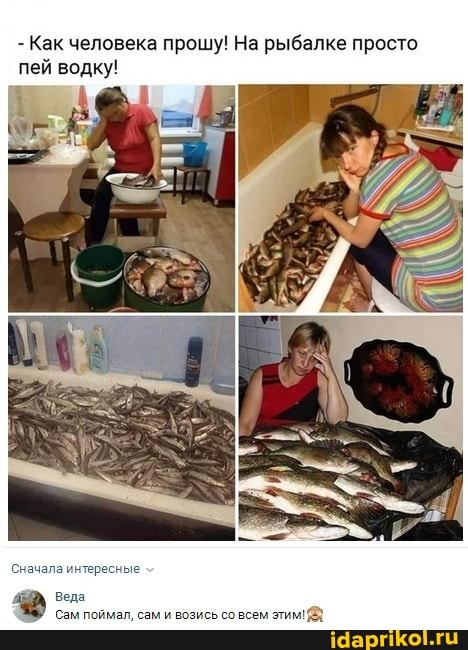 - Как человека прошу! На рыбалке просто пей водку!
овсем этими