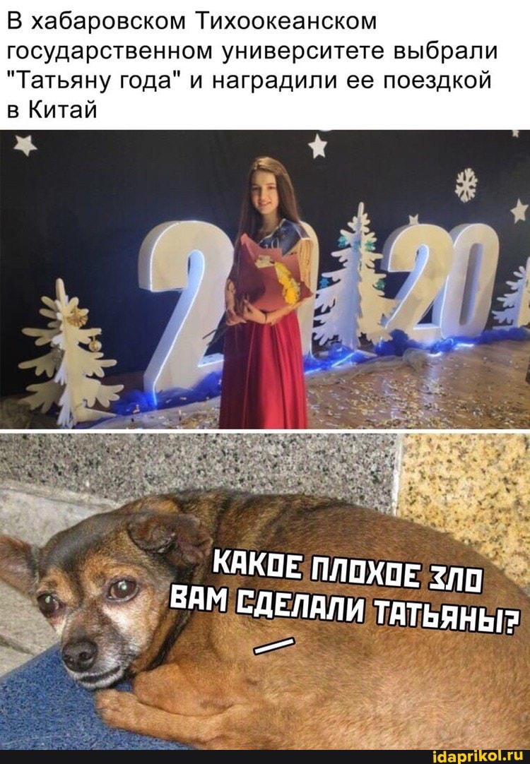 В хабаровском Тихоокеанском
государственном университете выбрали
"Татьяну года" и наградили ее поездкой
в Китай
КАКОЕ ПЛОХОЕ ЛЕ