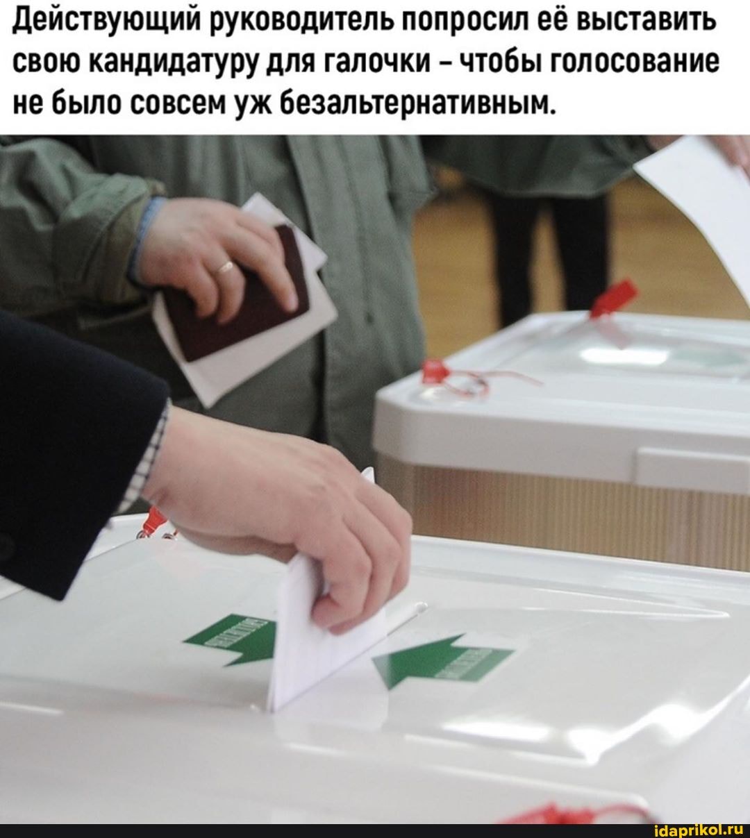 Действующий руководитель попросил её выставить свою кандидатуру для галочки - чтобы голосование не было совсем уж безальтернативным.