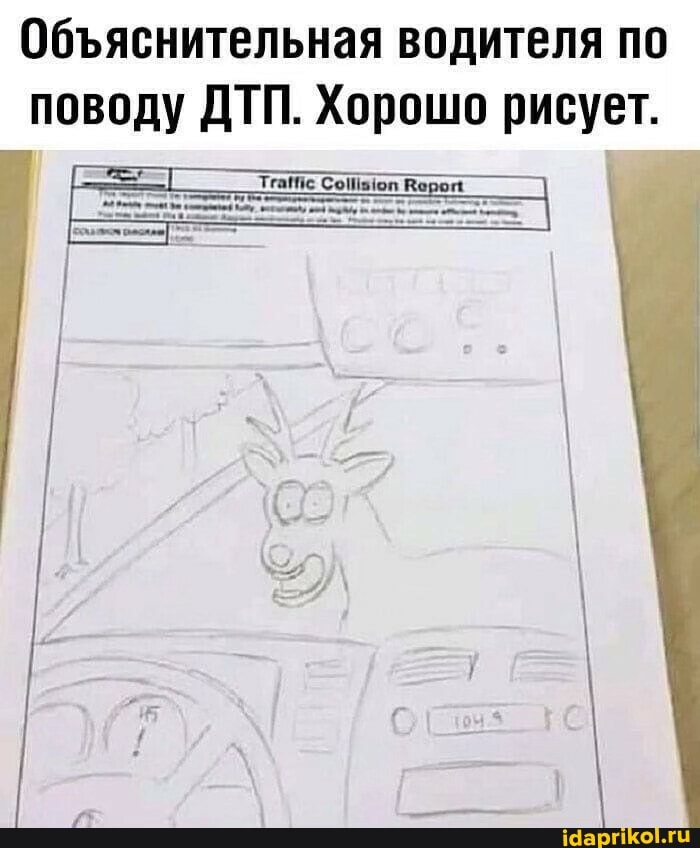 Обяснительная водителя по поводу ДТП. Хорошо рисует.
теме соо оп Веро_