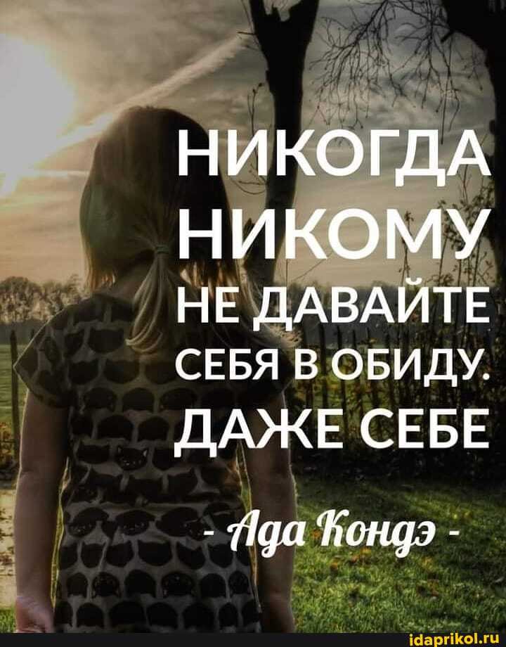 НИКОГДА
НИКОМУ НЕ ДАВАЙТЕ СЕБЯ В ОБИЛУ.
ДАЖЕ СЕБЕ
- да Пондз -