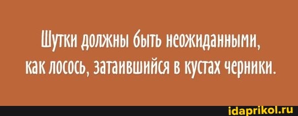 Шутки должны быть неожиданными, как лосось, затаившийся в кустах черники.